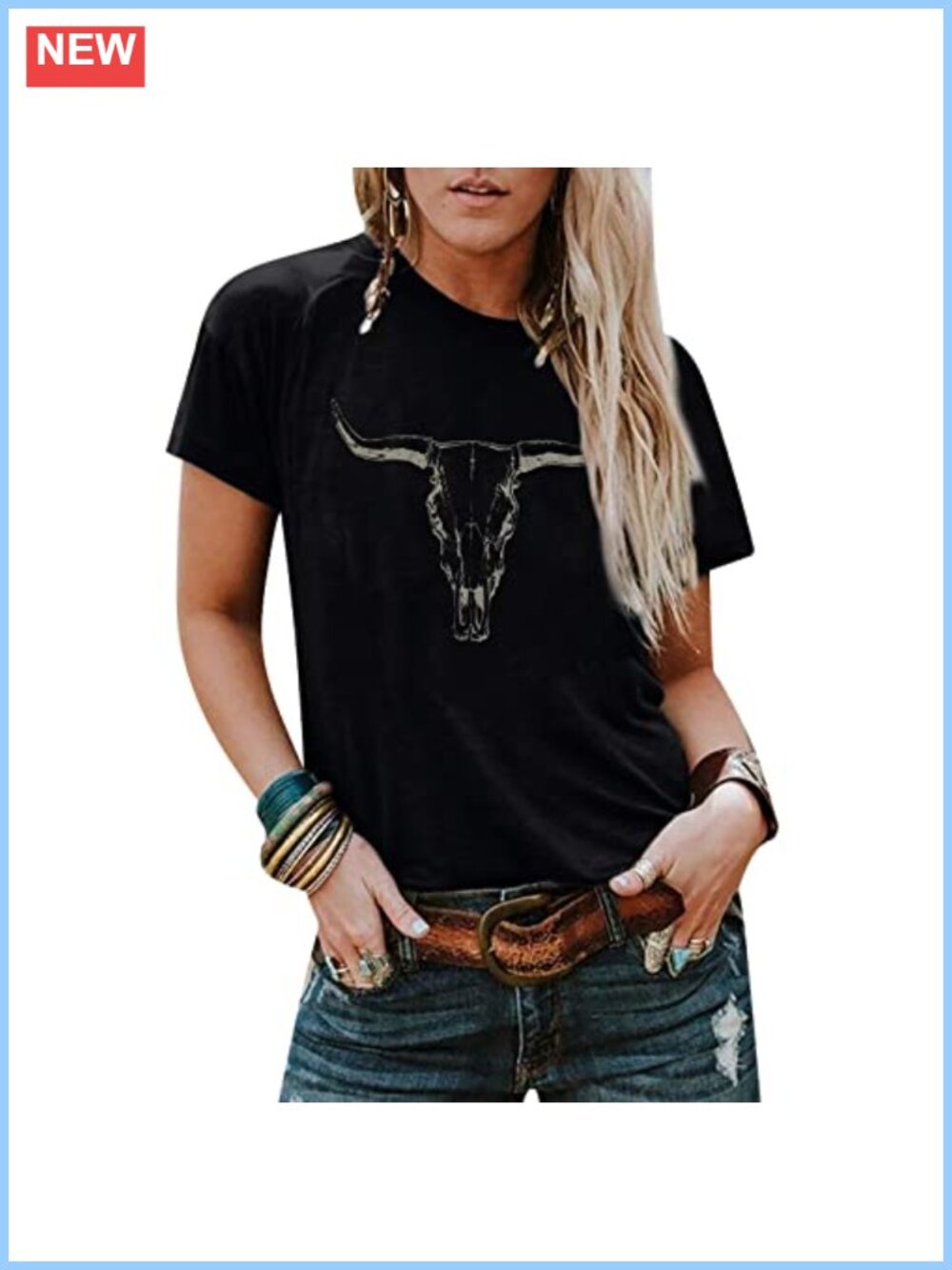 Western Cowgirl Graphic T-Shirt Cotton Blend Cap Sleeve Crew Neck